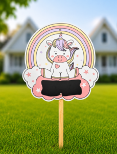 Geboortebord Unicorn roze met krijtbord. te huur